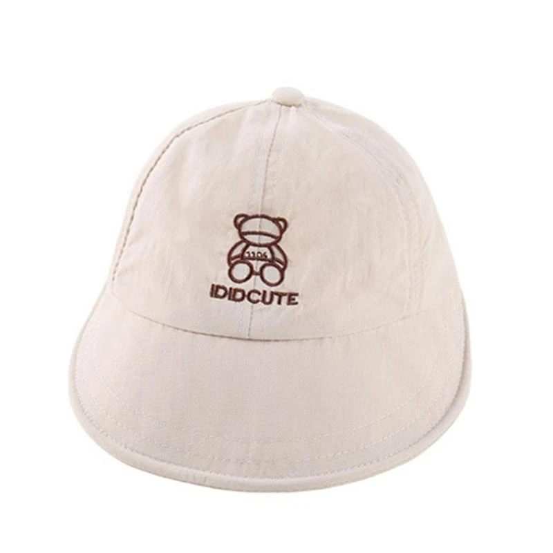 R6FD Toddler Sun Hat Baby Baseball Cap Embroidered Bear Floppy Brim Sun Cap Infant Spring Camping Hat 2-6Y Children Headdress