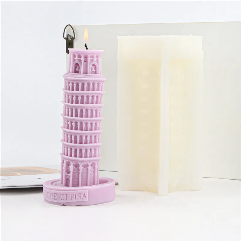 3D Church Candle Mold Leaning Tower of Pisa Handmade Candle Making Silicone Mold Aromatherapy Ornament Home Decor Torre di Pisa