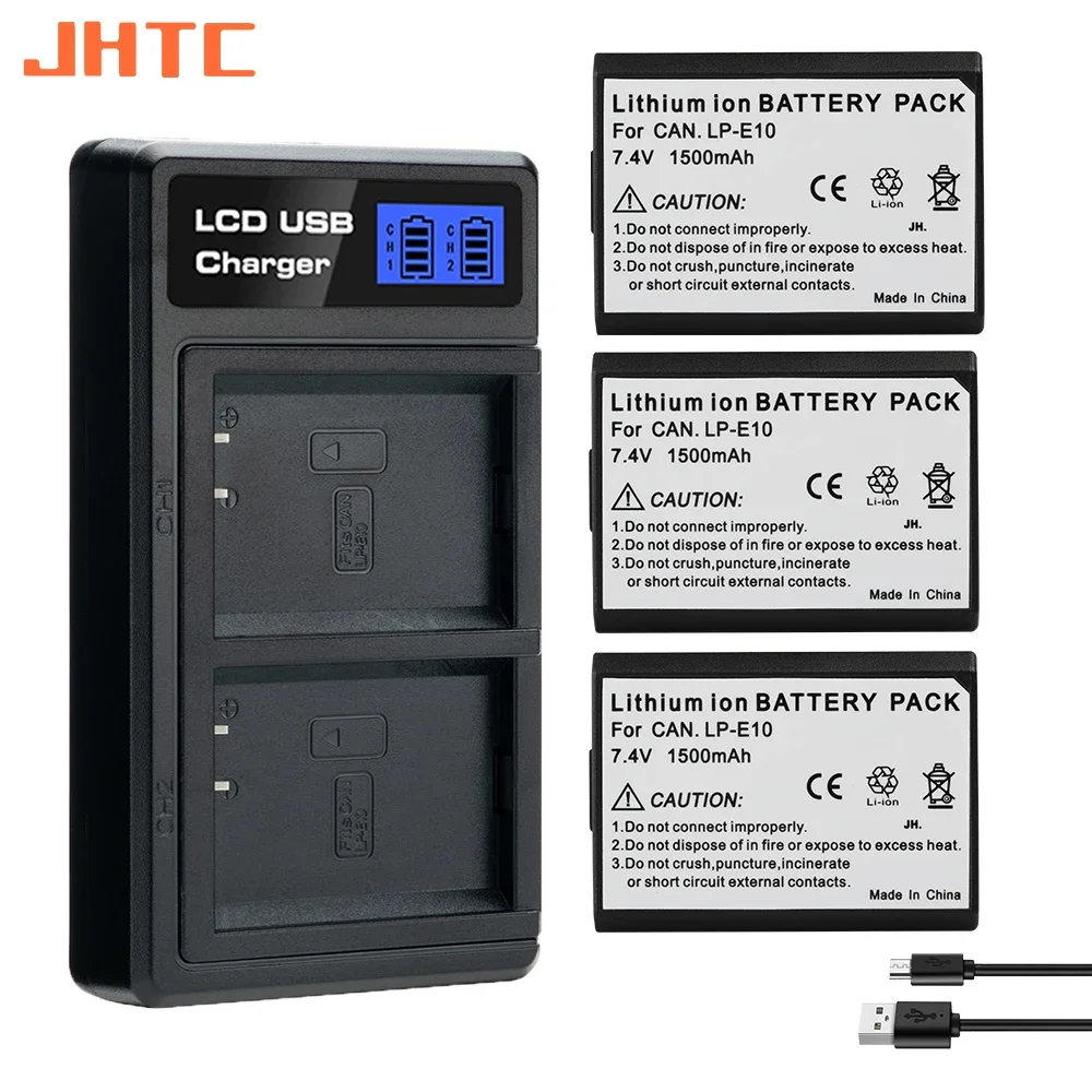 

LP-E10 LP E10 Battery Charger for Canon EOS Rebel T3 T5 T6 T7 Kiss X50 X70 EOS 1100D 1200D 1300D LPE10 1500mAh Batteries