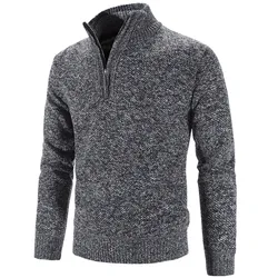 Jersey de Cuello medio alto para hombre, camisa inferior de edición coreana, ajuste Delgado, suéter de punto con media cremallera, ropa de Color sólido, Invierno