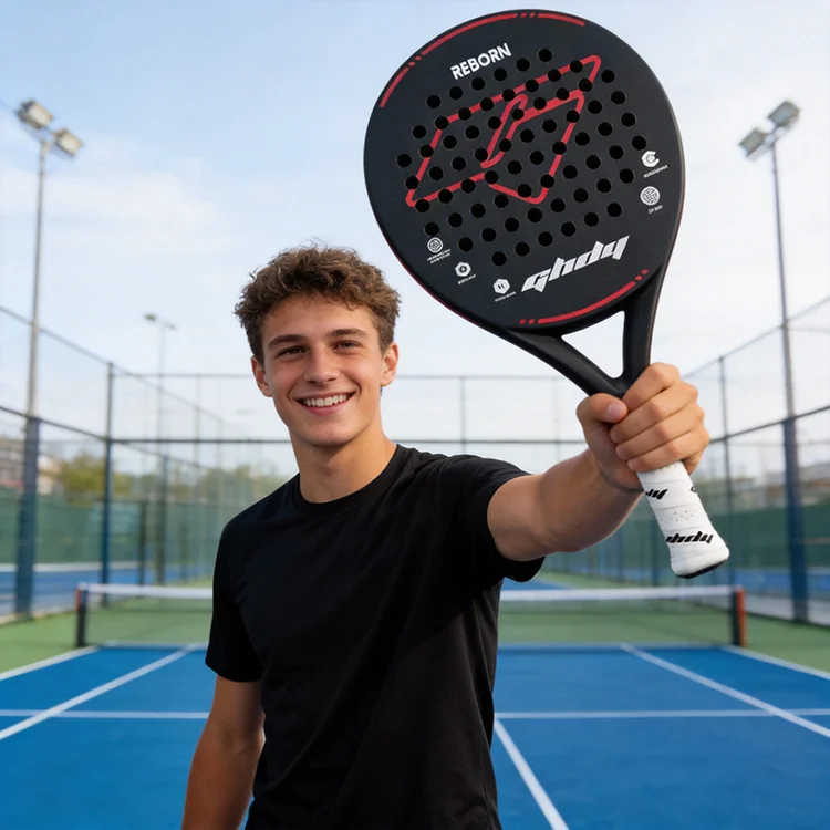 Custom Logo Carbon fiber material 12K padel racket, responsive hitting feedback for advanced athletes, high-end positioning priv