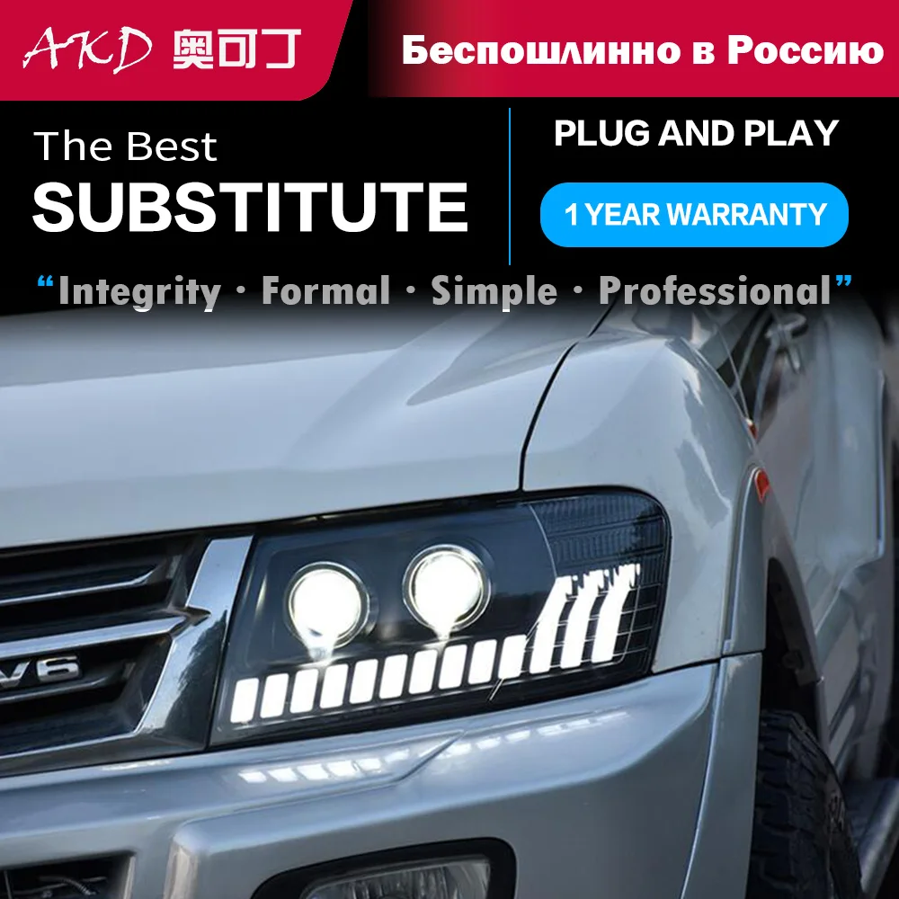 Auto Parts For Mitsubishi Pajero V73 Headlights 2000-2012 latest Styling LED DRL Low Beam High Beam Car Accesorios Modified