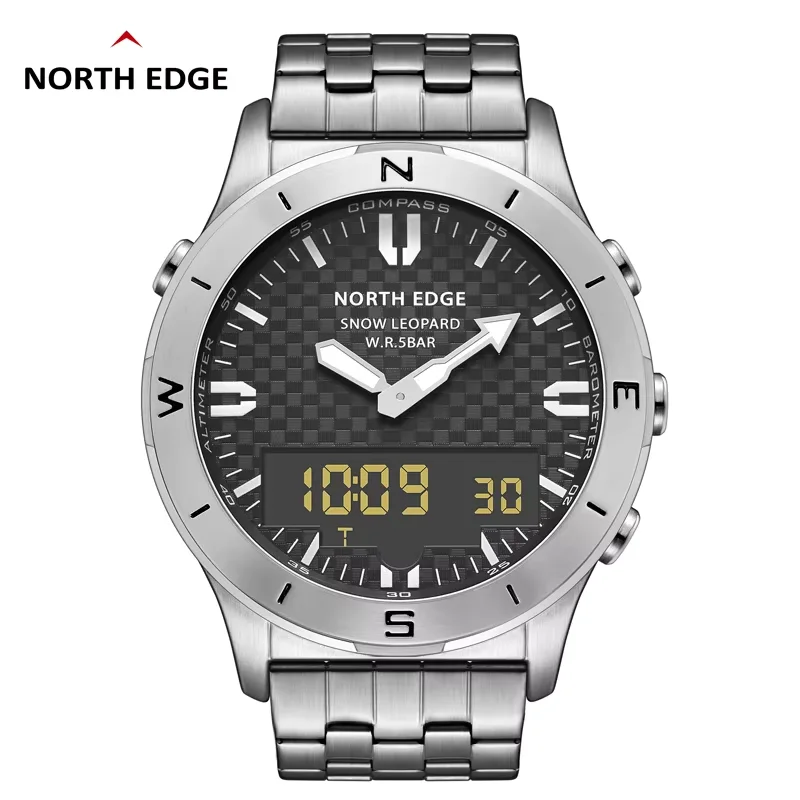 NORTH EDGE Digital Sports Watch 50M Waterproof Outdoor Smartwatch Altimeter Barometer Compass Luxury Business Casual Wristwatch
