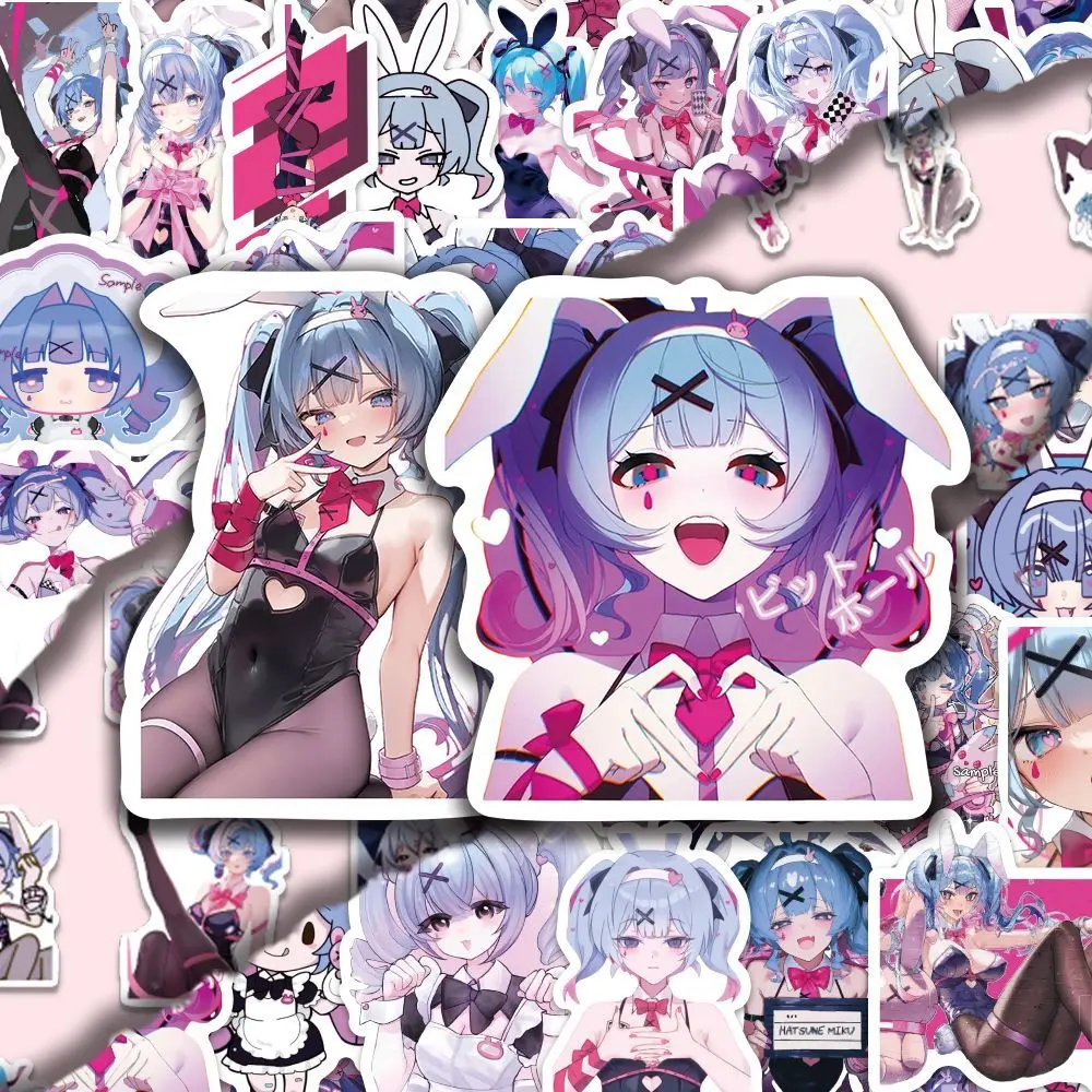 60 pièces Hatsune Miku lapin trou dessin animé haute précision créatif bidimensionnel décoratif téléphone portable ordinateur autocollants