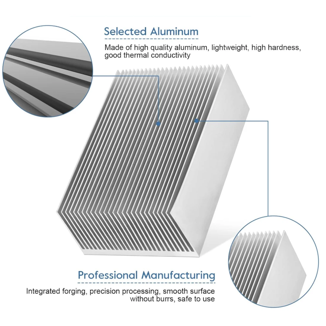 الألومنيوم المبرد المبرد بالوعة الحرارة لتبريد رقاقة IC الإلكترونية مع شريط موصل حراري 50x18.5x40 مللي متر ~ 300x66x45 مللي متر #5