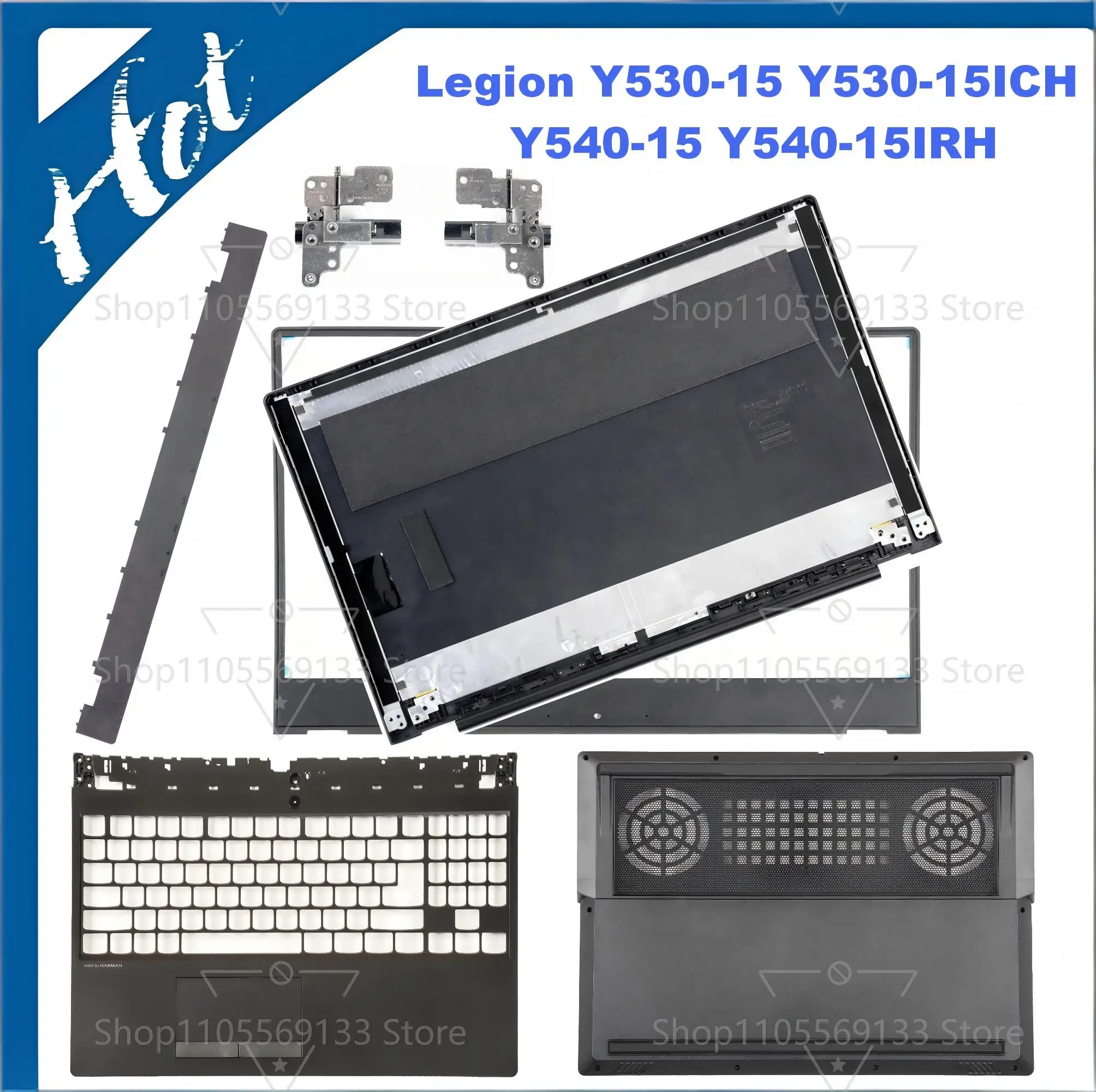 Repuestos para Lenovo Legion Y530 Y530-15ICH Y540 Y540-15 Y540-15IRH Y7000 2018: Cubierta Trasera/Marco Frontal/Reposamanos/Parte Inferior/Bisagras