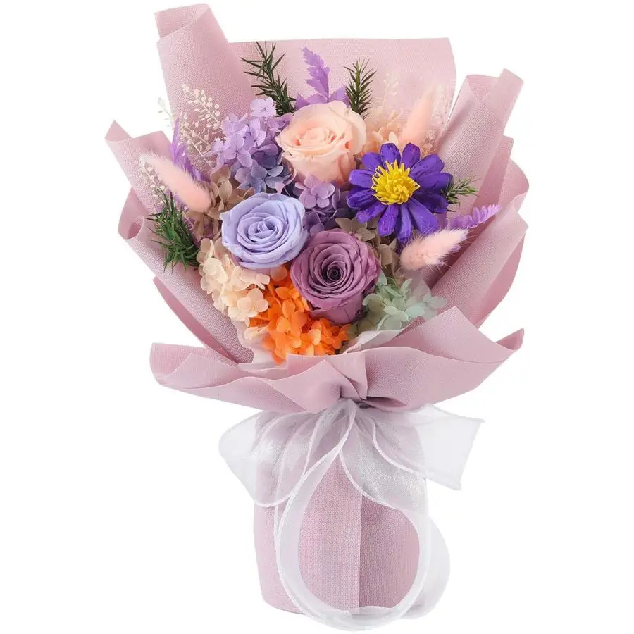 

Вечные цветы на доставке, стабилизированные букеты, долговечные фиолетовые розы, подарочный букет для мамы, жены, девушки