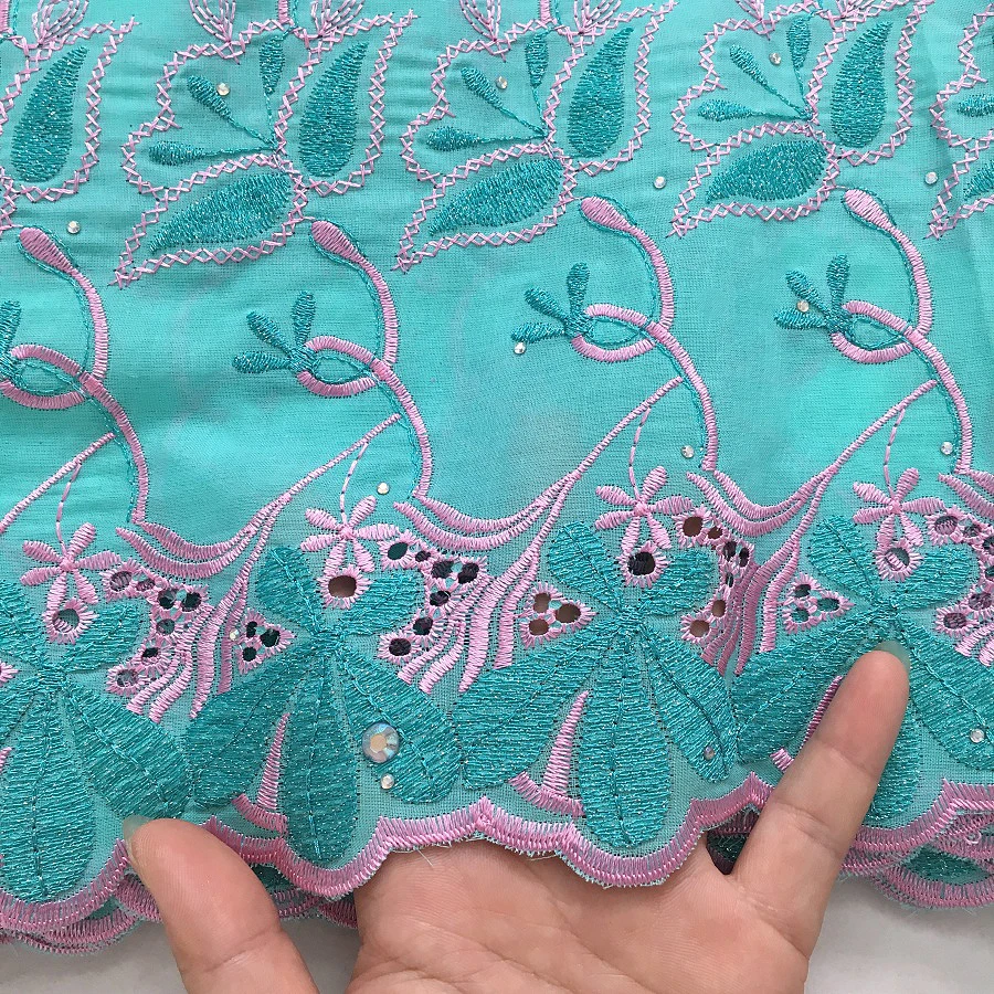 SJD LACE telas de encaje de algodón nigeriano africano 5 yardas 2025 encaje de gasa suizo bordado de alta calidad para vestidos de fiesta de mujer 4370