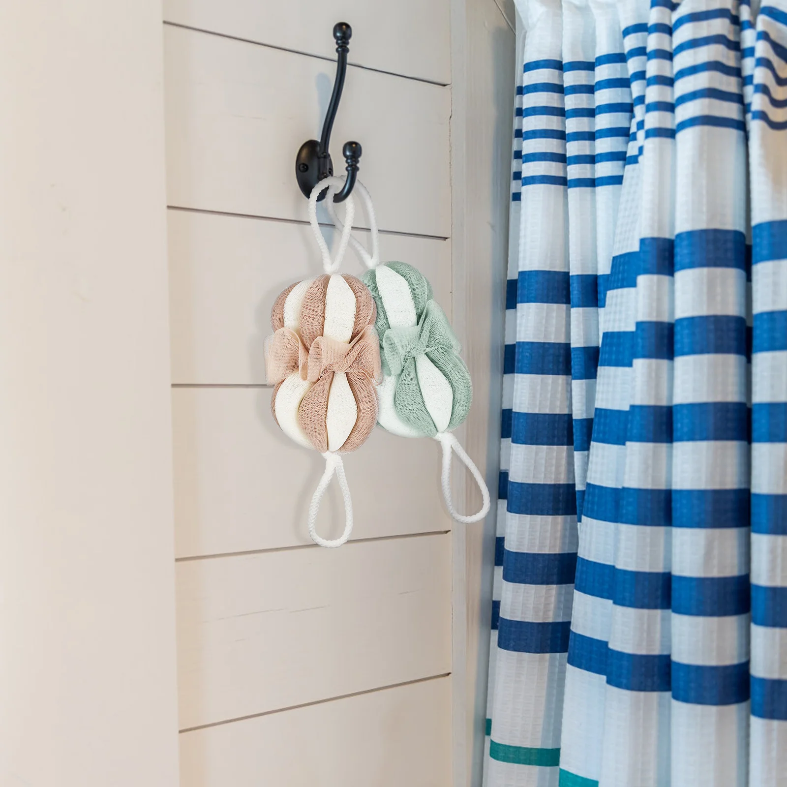 

2 pcs Shower Loofahs Bath Sponge Ball Exfoliating Body Scrubber Soft Pe Mesh Foam Cleansing Travel Bathing Accessories