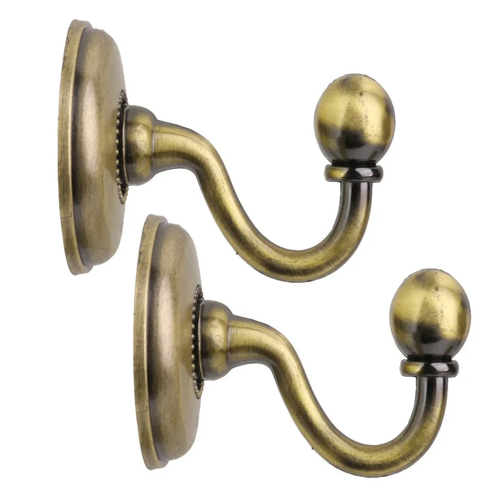 

2PCS Metal Curtain Holdback Wall Tie Back Hooks Zinc Alloy Hanger Holder Window Curtain Holder Multi-Purpose Hanging Hook