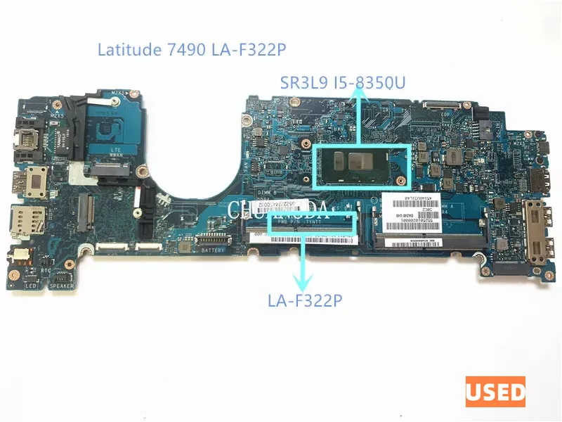 

ИСПОЛЬЗУЕТСЯ для ноутбука DELL Latitude 7490, материнская плата CN-0KGYDF 0KGYDF KGYDF DAZ40 LA-F322P с SR3LB I5-8250U I5-835CPU, 100% работает хорошо