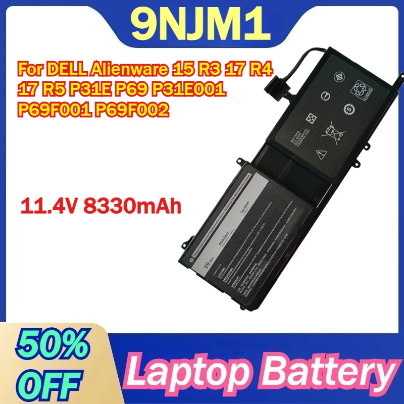

Аккумулятор для ноутбуков DELL Alienware 15 R3, 17 R4, 17 R5, P31E, P69, P31E001, P69F001, P69F002, 11.4V 8330mAh 9NJM1