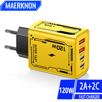 Total 120W USB Fast Charger PD Type C Quick Charge EU/US Plug Wall Charger For iPhone 15 14 Samsung Xiaomi Phone Charger Adapter