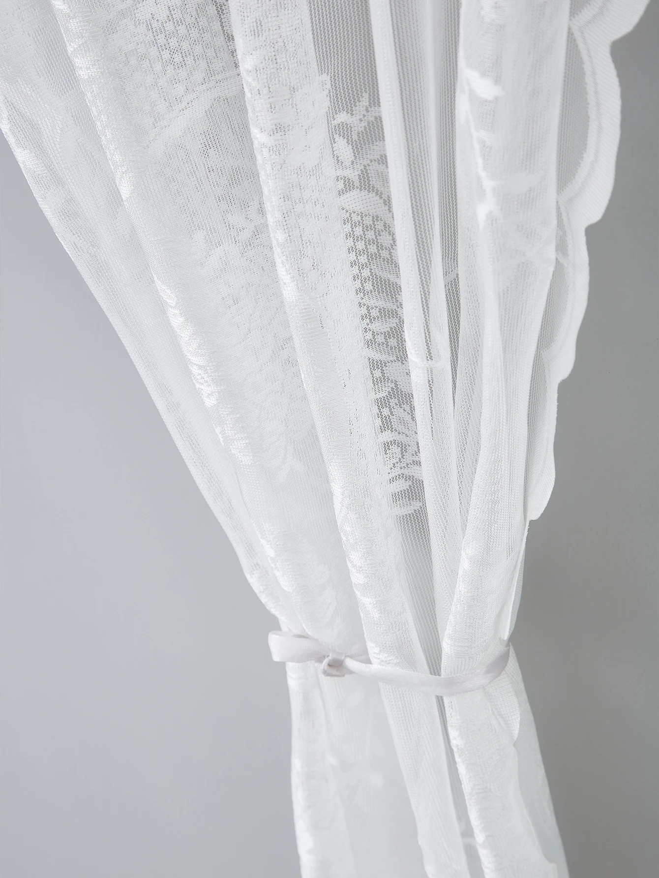 Cortina de vid de espejo redondo de encaje blanco, cortina de puerta de sala de estar