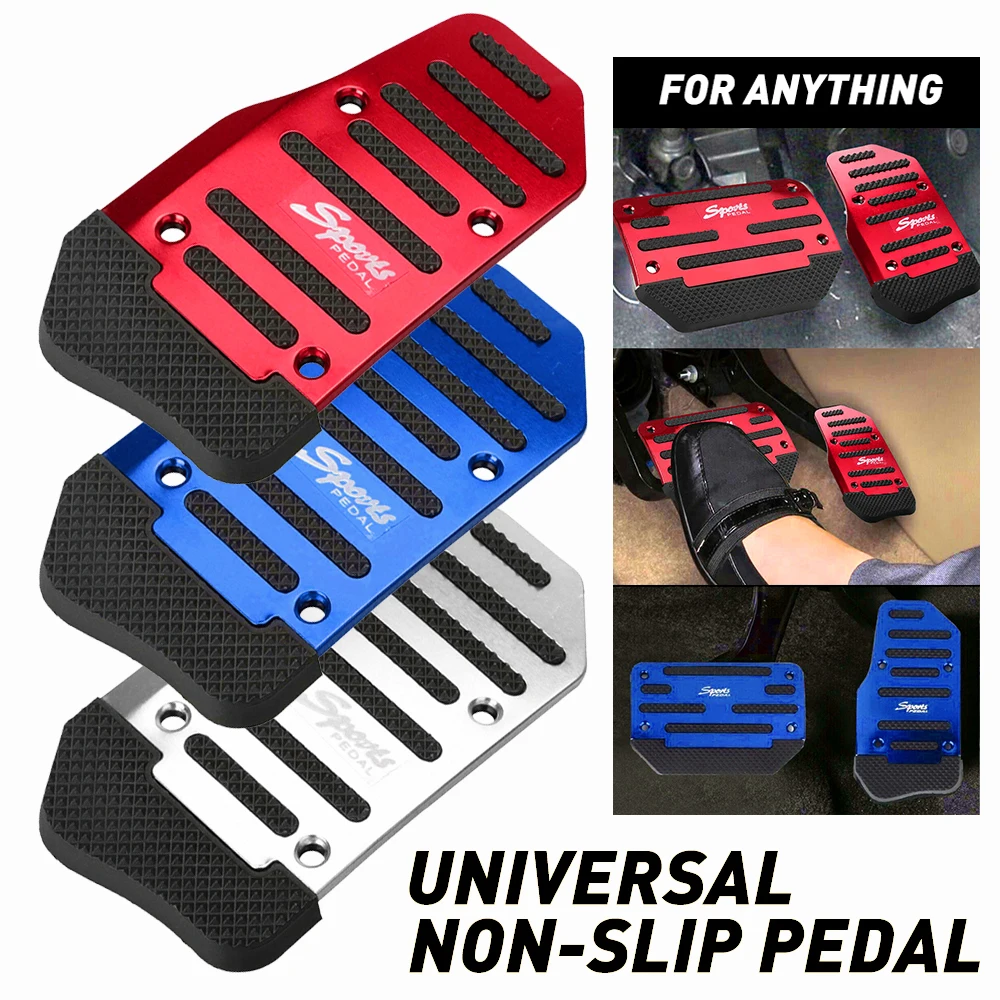 

2Pcs Universal Car Foot Pedal Modified Brake Anti-Slip Aluminum Car Pedal Cover Set Kit Pedali Red/Blue/Silver Car Accessories