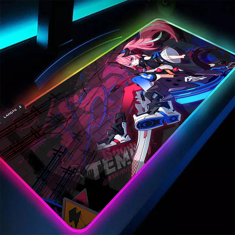 

Mouse Pad Gaming Dywan Gamer Keyboard Pad LED Anime Girl Desk Mat Table Carpet RGB Laptop Honkai Impact 3 Mousepad For Computer