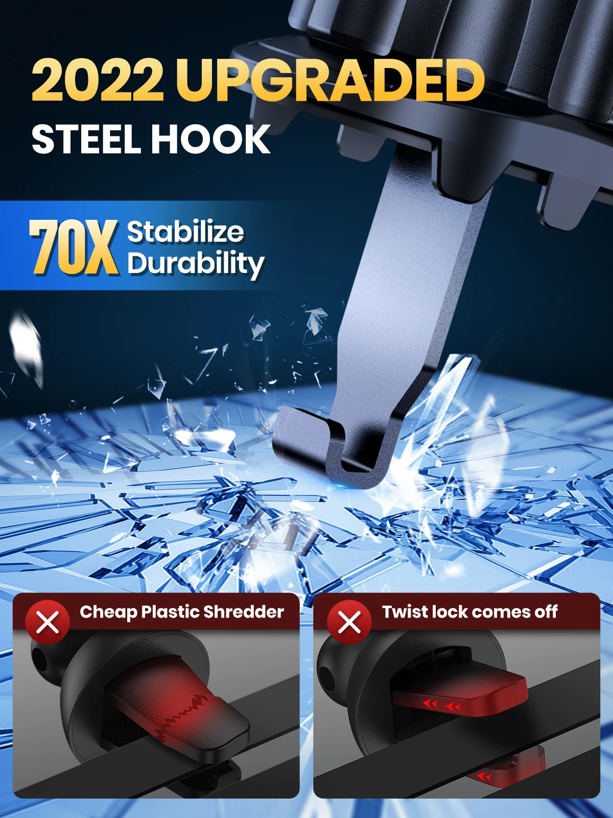 TOPK Supporto universale per telefono da auto con clip a gancio Supporto per presa d'aria per auto 360 °   Supporto universale per telefono cellulare con rotazione per cellulare