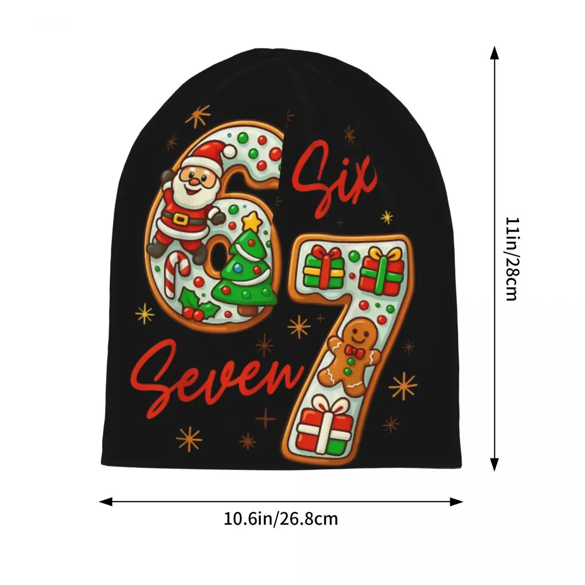 Funny Six Seven 67 Meme 6 7 Christmas Santa Cap Hip Hop Unisex Outdoor Skullies Beanies Hat Spring Warm Dual-use Bonnet Hat