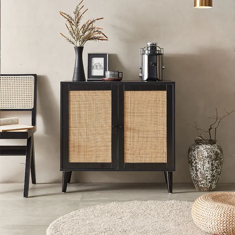 Rattan dining side cabinet modern simple entrance cabinet tea living room storage bowl cabinet household bedroom rattan