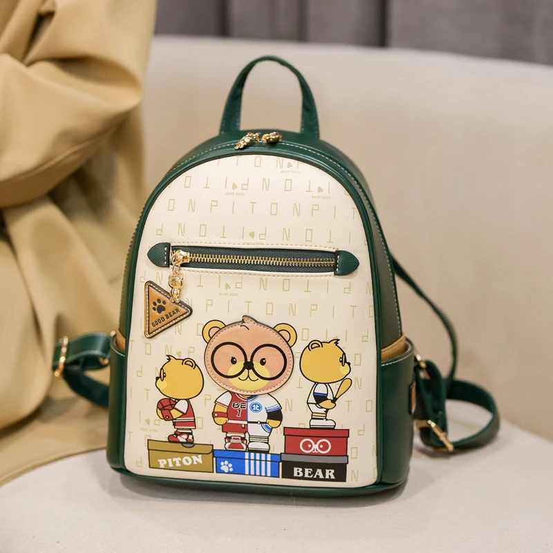 

Cartoon Bear backpack for Girl large capacity Backpack leather bag casual girl bag Fashion pupil bag Student learner backpack