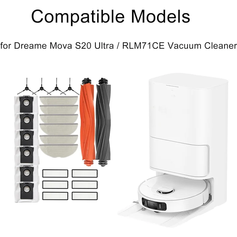 【Berserk】24 peças kit de acessórios para dreameova s20 ultra/rlm71ce peças de aspirador de pó escova lateral principal almofadas de esfregão filtros sacos de pó
