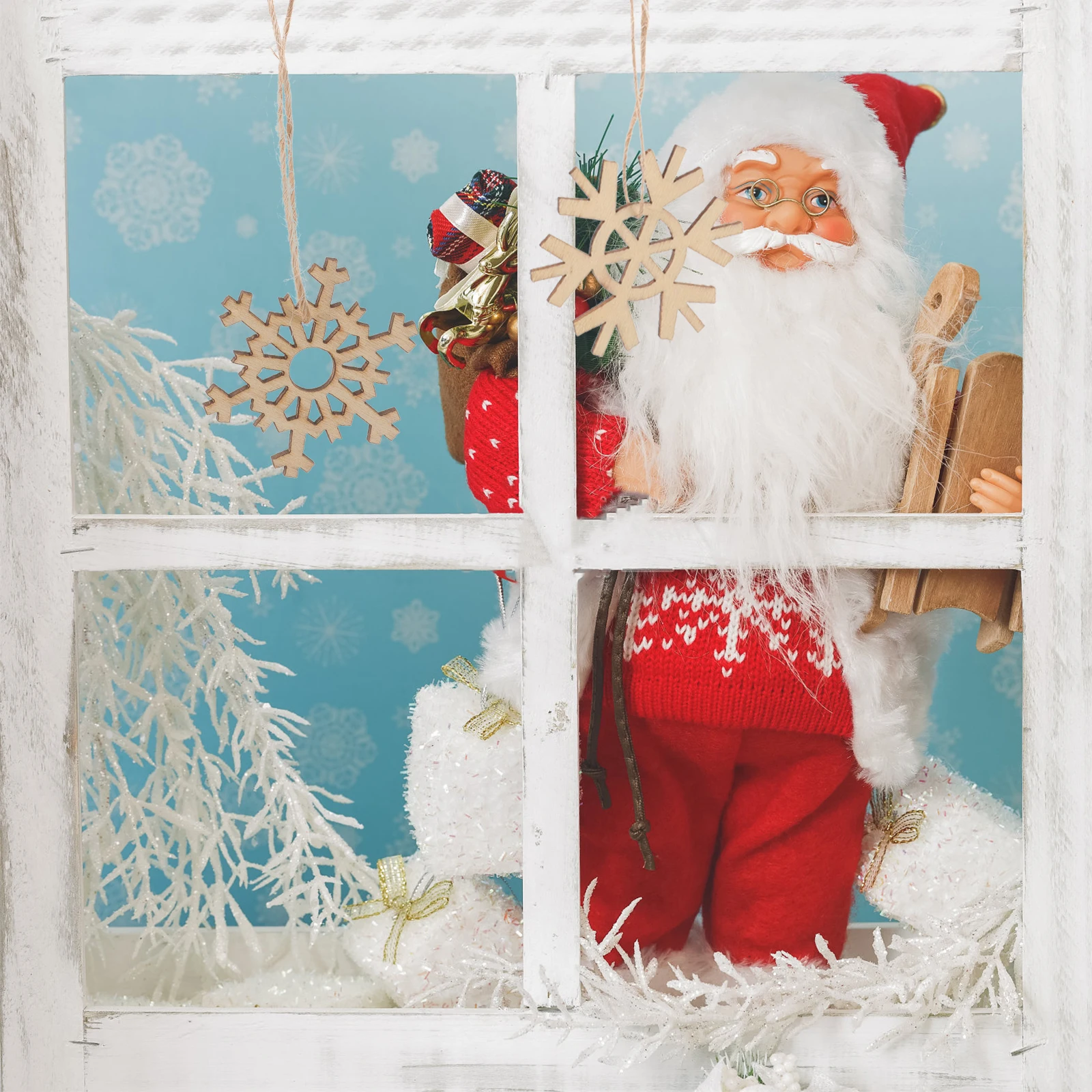 

1 set Wooden Snowflake Paper Cutting 3.5 Inch Unfinished DIY Christmas Tree Decoration Craft Supplies Home nament