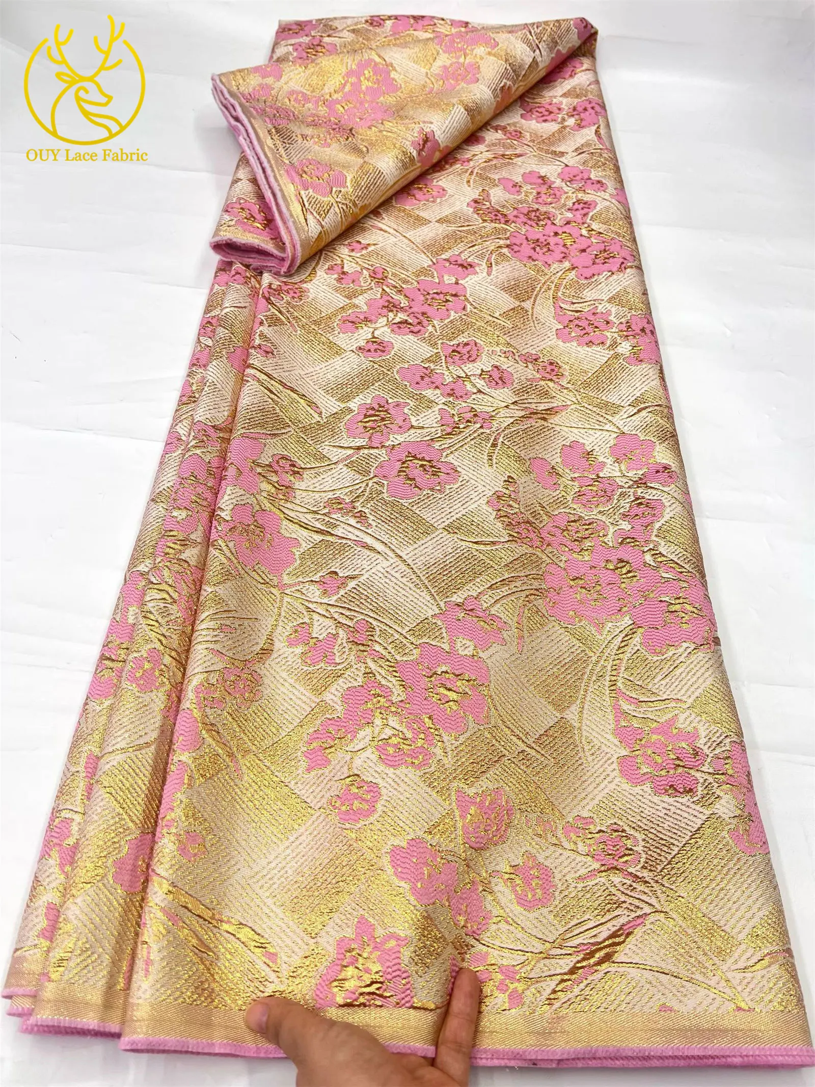 5 Yards Neuer Stil Afrikanischer Jacquard-Spitzenstoff 2026 Hochwertiger Modischer Nigerianischer Spitzenstoff für Damen-Partykleider und Nähprojekte – Detail 5