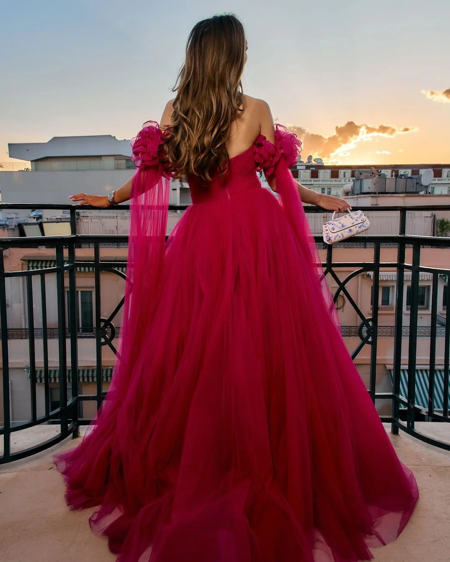 New Couture Rose Red Dubai Women Dresses Sleeve Cloak Style Sweetheart Arabic Floral Maxi Gowns Lush Elegant Formal Party Dress