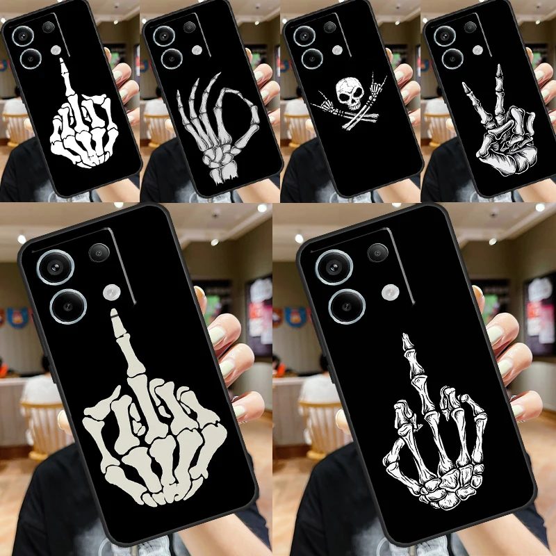 Skeleton Middle Finger Funda For Xiaomi Redmi Note 13 Pro 12 11 9 10 Pro 12S 11S 10S Redmi 13 12 10C 12C 13C Case