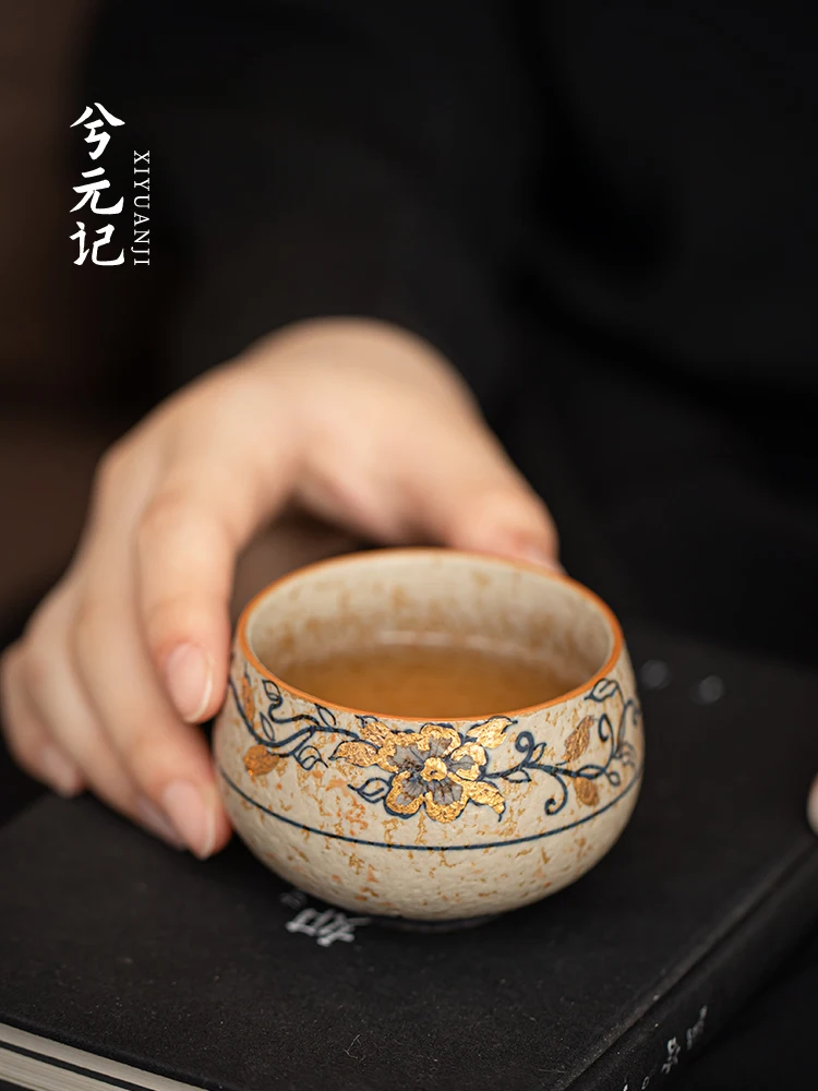 Hand Painted Blue and White Flint Zen Cup High-Grade Ceramic Single Personal Dedicated Tea