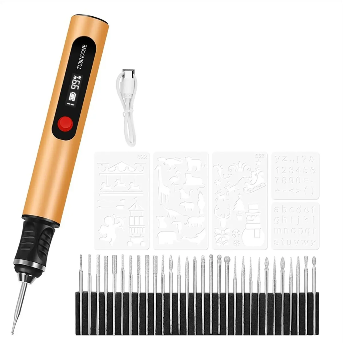 COFA Engraving Pen,for Artists & DIYers - Engrave 50+ Surfaces - Beginner Friendly - Rechargeable - 30 Bits & Mastery Guide B