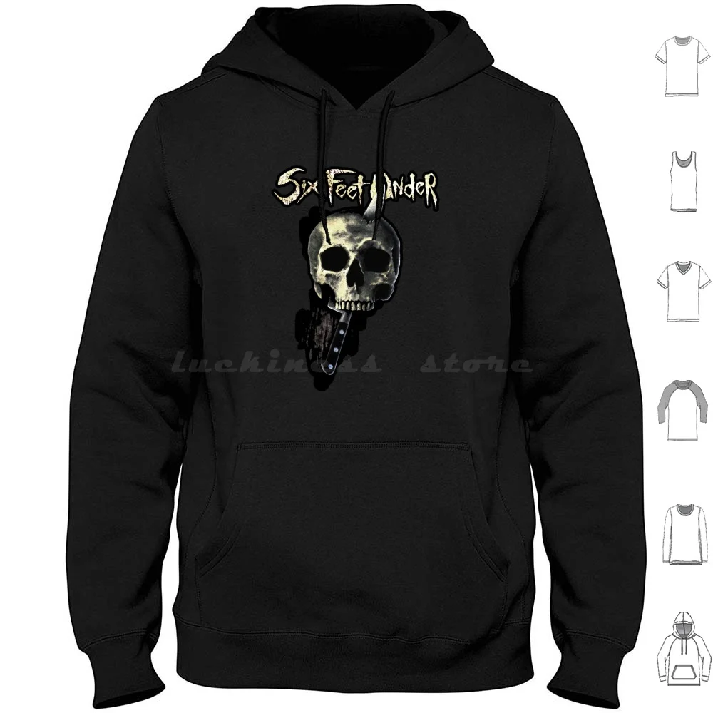 Six Feet Under Hoodie Cotton Long Sleeve Logo Band Logo Metal Metal Band Death Metal Thrash Metal Deicide Vader