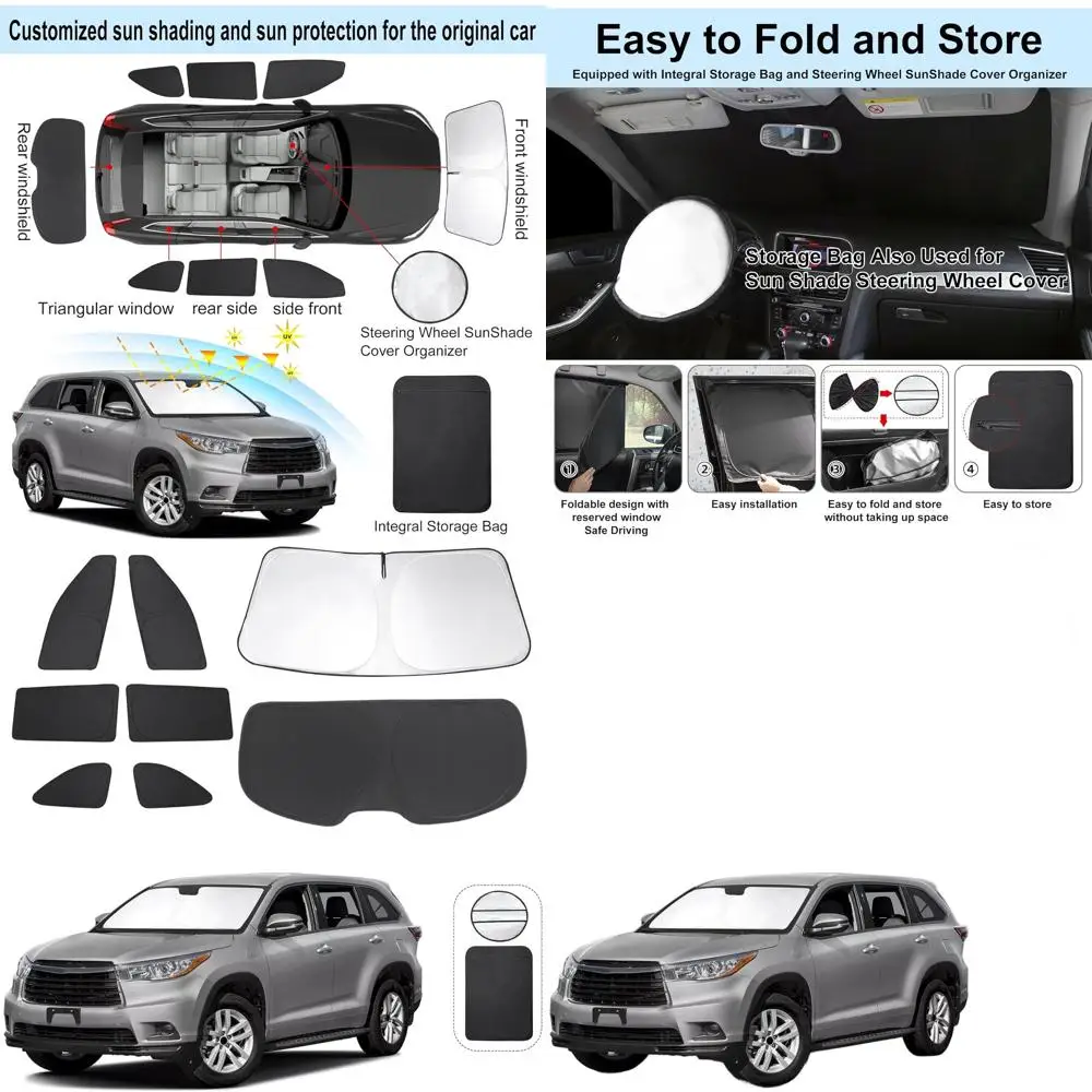 

2014-2019 Side Window Covers for Camping, Triangular Windshield Sun Shade, UV Protection, Privacy, 8-Piece Set