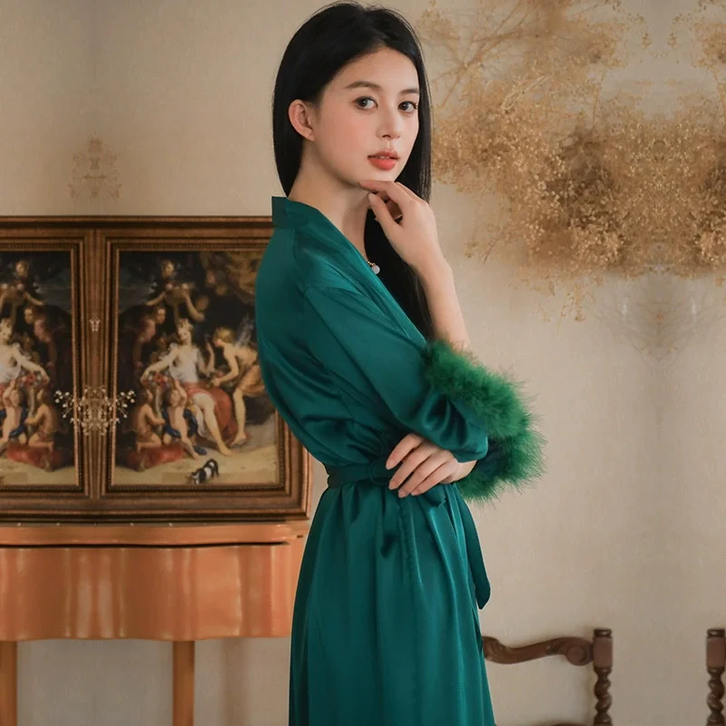 

Bride Bridesmaid Wedding Robe Embroidery Kimono Bathrobe Gown Nightgown Casual Satin Short Women Sexy Nightwear Sleepwear