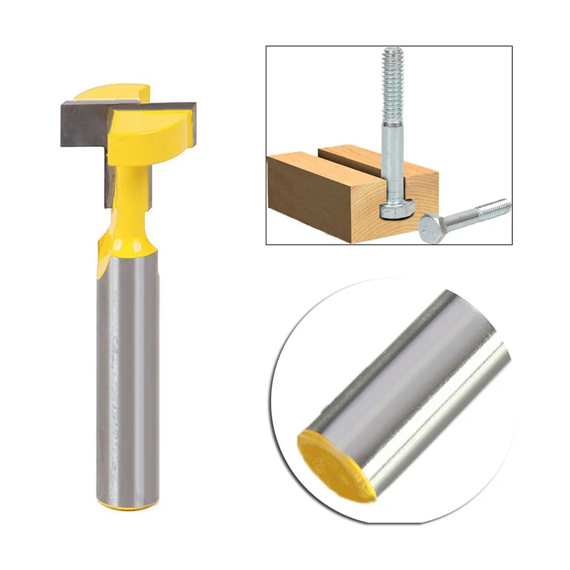 3/8 ''T-slot Cutter 1/4'' Shank Pegangan Penggilingan Woodworking Router Bit Drop Pengiriman