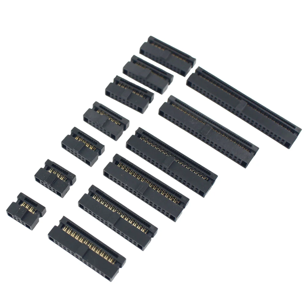 10pcs FC 1.27mm 6 8 10 12 14 16 20 24 26 30 34 40 50 Pin IDC konektor soket Header wanita untuk 0.635mm kabel datar Pitch 10P