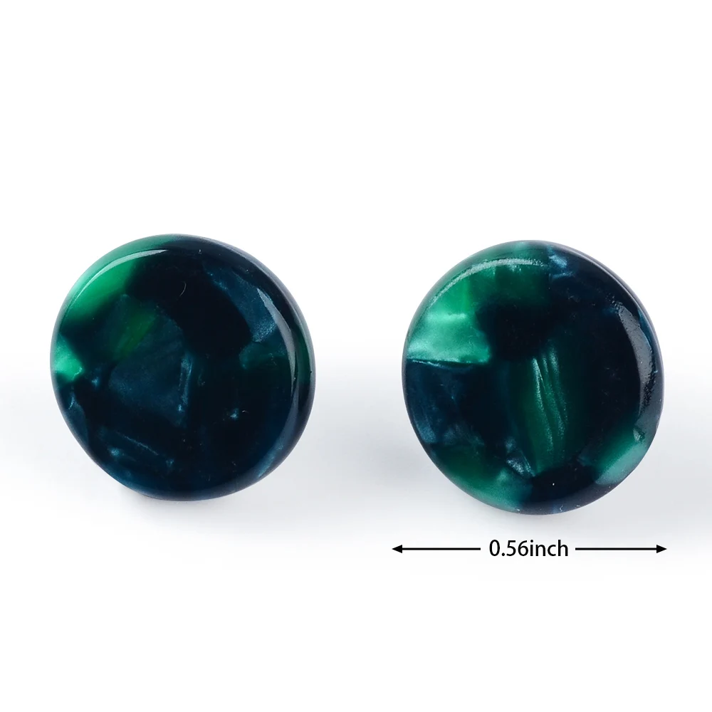Round Shape Resin Plastic Acetic Acid Stud Earring Diy Material Pendant Necklace Eardrop Charms Jewelry Component 14mm 10pcs