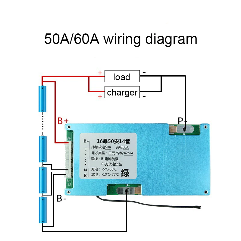 BMS 16S 67.2V 50A 60A 100A 120A 18650 akumulator litowo-jonowy wyważone ładowanie z temperatura NTC zabezpieczeniem dla Ebike