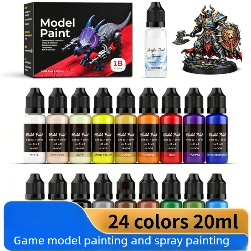 24 Color 20ml Water-based Quick Drawing Acrylic Pigment Set Handmade DIY Painting Game Model Coloring Acrylic Paint