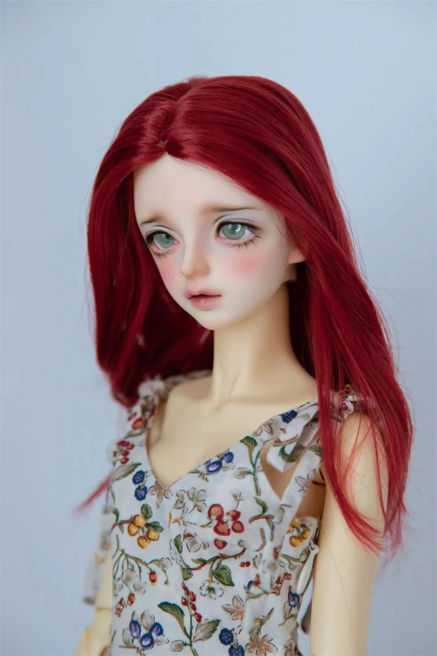 

Молочный шелковый длинный парик с прямыми волосами по центру, повседневный фиолетовый, красный, BJD, элегантные аксессуары для кукол 1/3 1/4 BJD (без куклы)