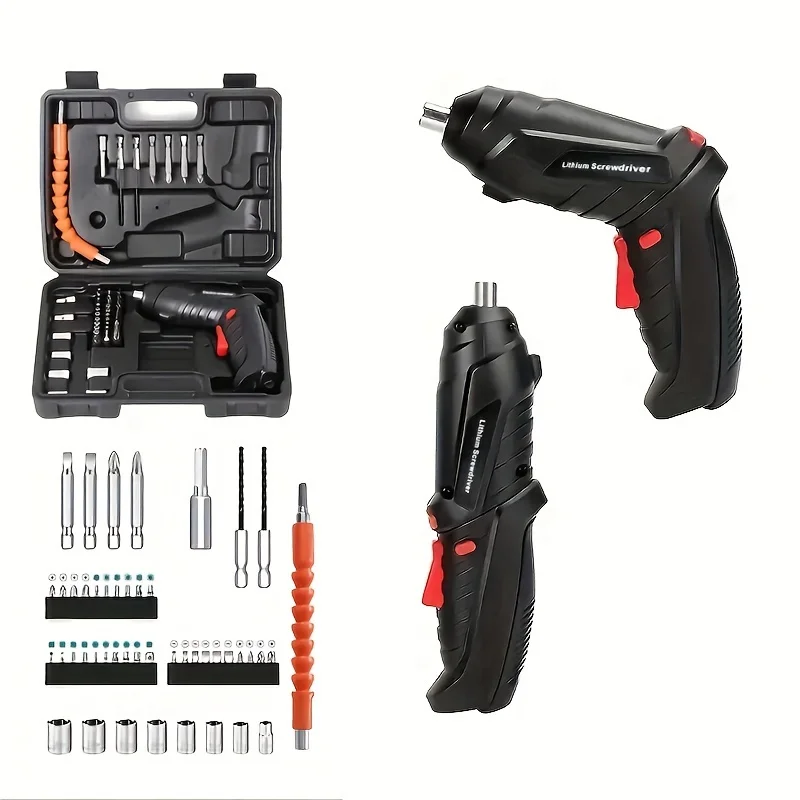 47pcs Electric Screwdriver Cordless Electric Kit Household Small Electric Drill Driver Front LED Light Easy For Small Home Tools