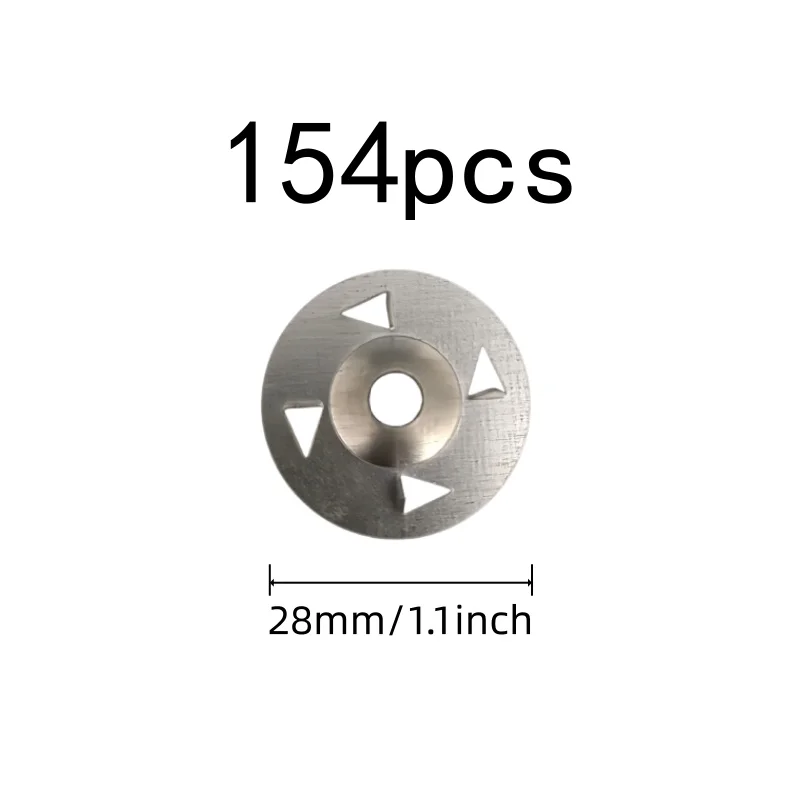 154 pcs Four Claw Anti-Slip Design 28mm Iron Tile Washers, great for Wall Construction, Flat Stable Base, Gypsum Board Fixing
