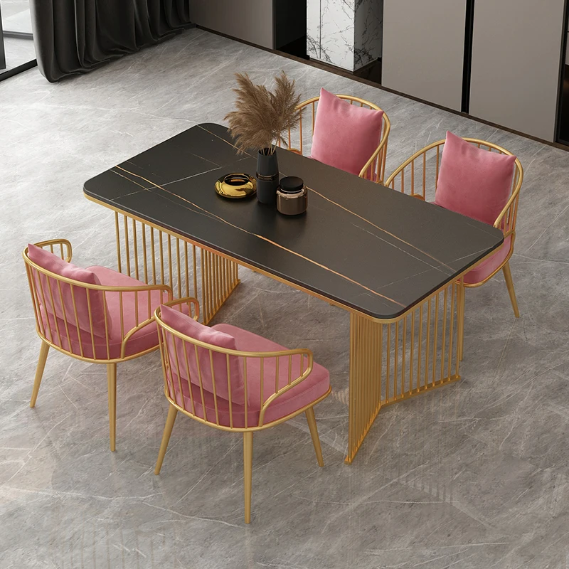 Rock board dining table and chair combination rectangular simple modern niche Nordic Western restaurant chairs