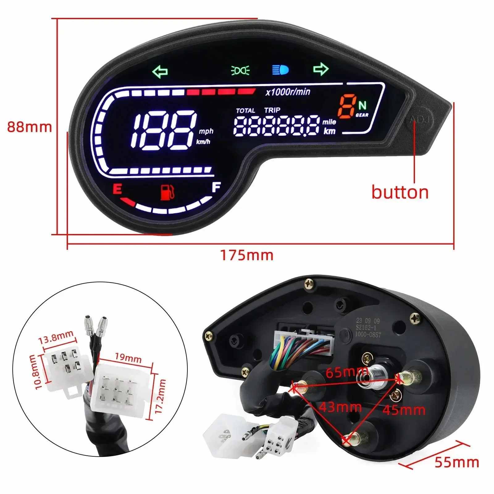 Motorcycle Speedometer LED Odometer Tachometer with Fuel Gauge Turn Signal High Beam Lamp for Honda NXR150 NXR125 DM200 DM250