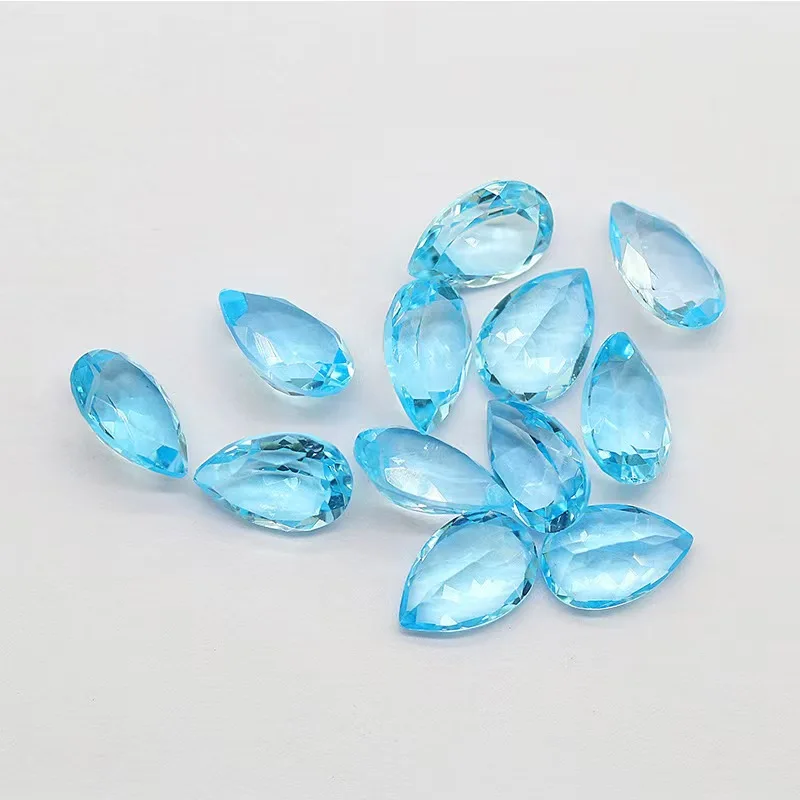 Factory Wholesale 100% Real Natural Pear Shape Sky Blue Topaz Gemstone Loose Gems Diy Material for Jewelry