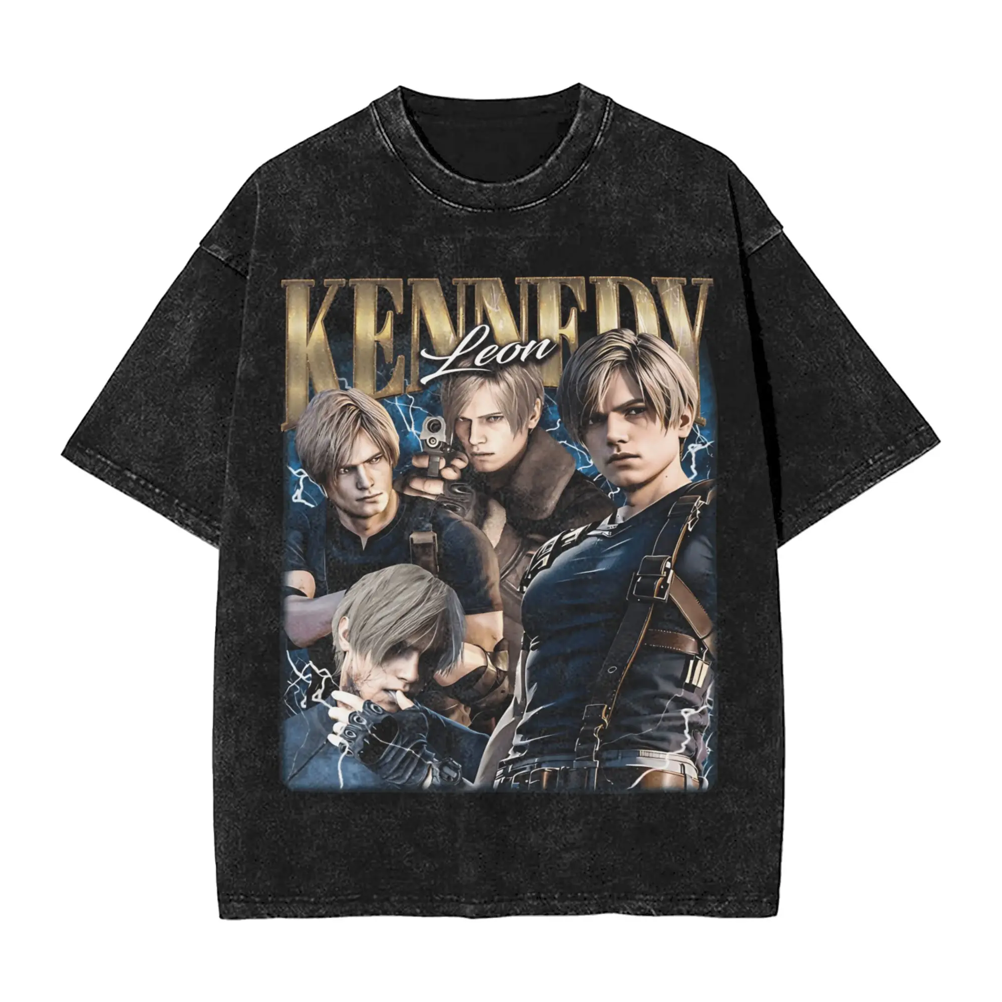 Leon Kennedy T Shirt Residents Evils Harajuku T-Shirts Short Sleeves Vintage Tops Summer Cotton O-Neck Oversize Top Tees