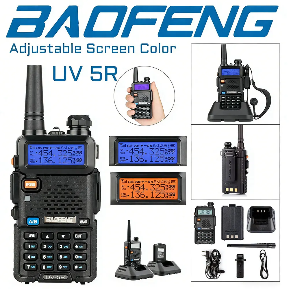 

Baofeng UV-5R High Power Walkie Talkie 8W Dual Band VHF/UHF FM Portable Handheld Two-way Radio 128 Channels 1800mAh Long Range