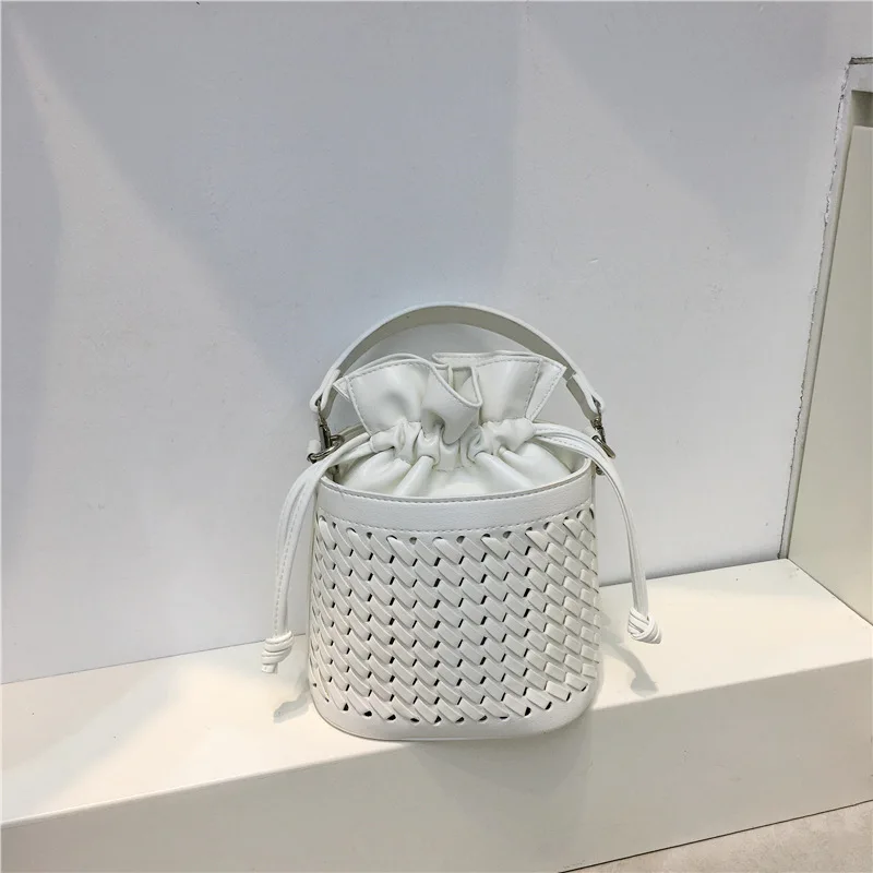 

Летнее ведро, повседневная сумка для покупок из внутренней ткани, женская новая сумка-мессенджер, полая тканая сумка на плечо