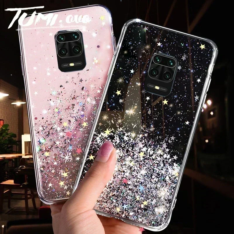Funda transparente con purpurina ostentosa para Xiaomi Redmi Note 9S 9 S, funda trasera suave y brillante con lentejuelas para Redmi Note 9 Pro