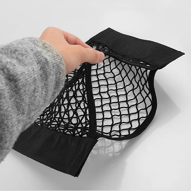 Car Trunk Mesh Storage Bag Car Storage Net Organizer Pocket Universal Trunk Bag Magic Fixing Belt Tape Auto Interior Accessories